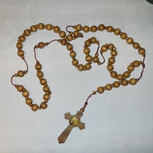 Palo Santo Wooden Beaded Rosary Necklace of Our Lady of Guadalupe